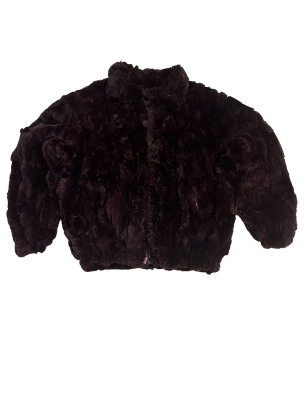 Vintage Rabbit Fur Red Purple Jacket Size 2XL